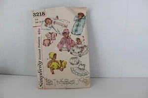 Vintage Simplicity  3218 Pattern  DOLL'S 13 1/2"  Wardrobe Complete - Picture 1 of 6