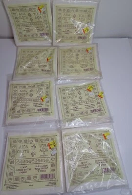 Tela de punto de cruz 8 paños Aida 14 unidades 12" X 18" 100 % algodón hecha en EE. UU. De colección Foto 1 de 4