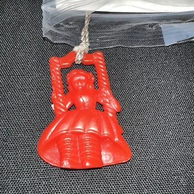 Lot Of 6- VTG MCM Shade Pulls Red Plastic Girl Swinging Kitschy Unique Retro - Image 1 of 4