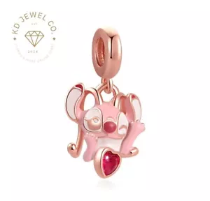 Stitch Charm ANGEL Pink Charm S925 Pendant for Bracelet Lilo And Stitch Gift - Picture 1 of 2