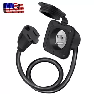 18" 110-125V 15A AC RV Marine Power Inlet Port Plug Extension Cord Trailer Plug - Picture 1 of 10