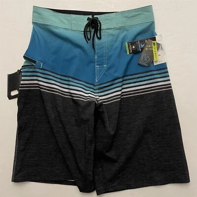 Nuevo con etiquetas Pantalones Cortos Burnside 28 x 11" Rayas Rendimiento Tabla Elástica Peine de Cera Foto 1 de 4