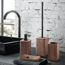 Set accessori bagno da appoggio in resina e acciaio marrone Gedy linea Dafne