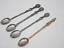 Vintage Set of 4 Italian Brass Long Stirring Spoons Decorative