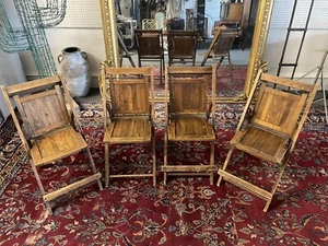Set Of 4 Rare Antique Wood FOLDING CHAIRS American Legion! ￼lot Of 4!! - Picture 1 of 7
