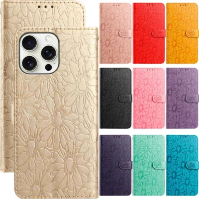 Flower Daisy Wallet Cover Stand Case for 16 15 14 13 12 11 Pro Max 7 8 16E XR - Image 1 of 4
