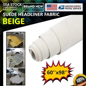 118mil Beige Suede Headliner Fabric 60x98''Foam Backed for Car Inner Roof Repair - Picture 1 of 13