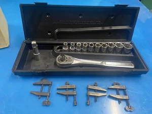 16 PC 1/2” DR CRAFTSMAN VN-44808 RACHETING WRENCH SOCKET SET INCLUDING 4 CLAMPS - Picture 1 of 12