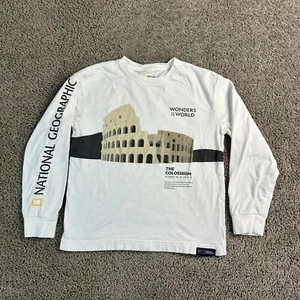 National Geographics Shirt Boys Medium White The Colosseum Long Sleeve Kids - Picture 1 of 9
