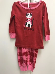 Gymboree Gimmy Pyjama So Cozy Kitty Katze Schal Schlafanzug rosa rot Größe 18-24 Monate - Bild 1 von 7