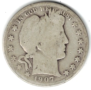 1907 D Barbiere Mezzo Dollaro Gradi BUONE condizioni ~ VEDI LA SCANSIONE stk h11 - Foto 1 di 5