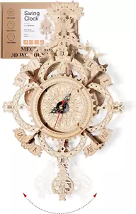 3D Puzzles for Adults Wooden Clock Kit DIY Build Mechanical Wall Clock Hanging P - Picture 1 of 9