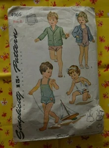 Simplicity Sewing Pattern 4966 Kids Sunsuit Jacket Size 2 Vintage 40s Complete - Picture 1 of 2