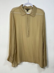 Tommy Bahama Gold Silk Sparkle See Through Blouse Size L RX30 - Picture 1 of 4