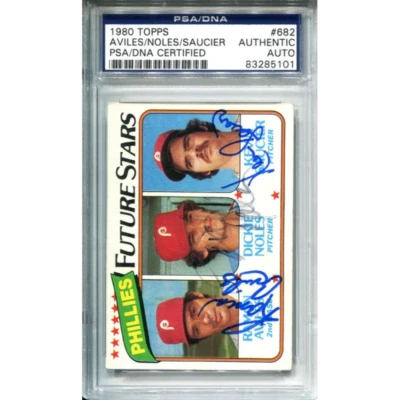 Ramon Aviles Dickie Noles & Kevin Saucier Autographed 1980 Topps Card - Image 1 of 2