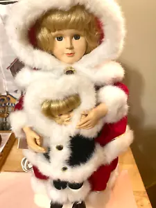 Vtg Animated Electric Telco Motion-ette Christmas Doll Victorian lady child 18" - Picture 1 of 5