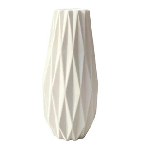 White Ceramic Vase 7.5 inch Modern Simple Nordic Style Dried Flower Container - Picture 1 of 7