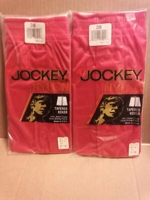 Jockey Nylon Tapered Boxer Short Red 38 NIP Vintage 1986 Set of 2 USA Made NOS - Image 1 of 2
