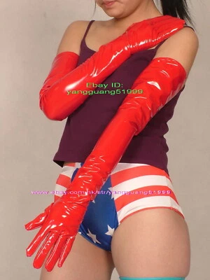 Sexy Mujeres Guantes de PVC 6 Colores Brillantes PVC Mujer Guante Unisex Guantes Largos F446 Foto 1 de 2