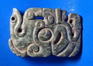 PRÄKOLUMBIANISCHER MAYA SERPENTIN CHAC GOTT ANHÄNGER PLAKETTE - Bild 1 von 5