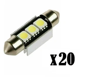 20X LED Coche 3 SMD Festoon Lámpara 12V C5W 36mm Interior Bombillas sin Errores - Imagen 1 de 4