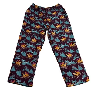 L.L.Bean Flannel Golden retriever Fleece-Lined Deep Wine Sledding Dogs Women L - Picture 1 of 9