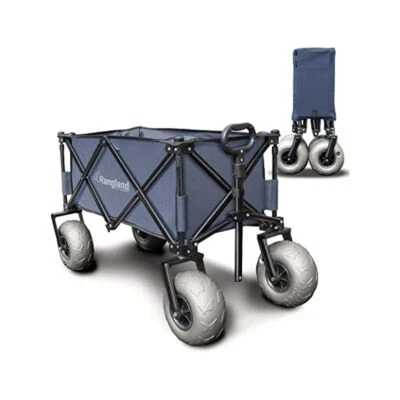 Vagón de alta resistencia para playa, neumáticos grandes, marco de acero, plegable Foto 1 de 4