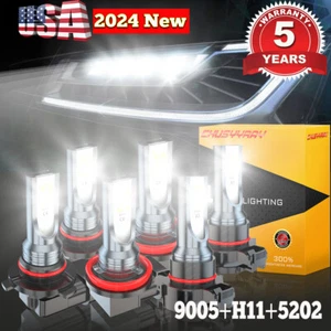 For GMC Sierra 1500 2500 2007-2013 6x LED Headlight Fog Light Bulbs 9000K White - Picture 1 of 24