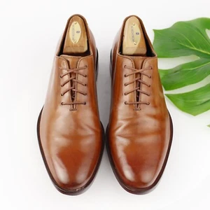 Cole Haan Mens Preston Oxford Size 8 M British Tan Leather Wholecut Dress Shoe - Picture 1 of 21