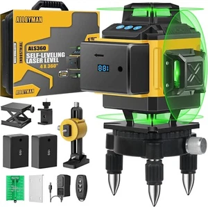 Cross Line Laser, 4 x 360° Self-Levelling Green Laser with 2 Rechargeable - Picture 1 of 3