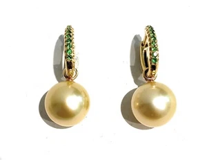 Orecchini  diWa Jewels Oro Giallo 9 Kt Smeraldi Perla Naturale Coltivata Gold - Imagen 1 de 8
