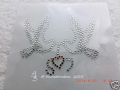 Hotfix Bügelbild Strass Motiv Hotfix Applikation Tauben mit Herz  121206 - Bild 1 von 2