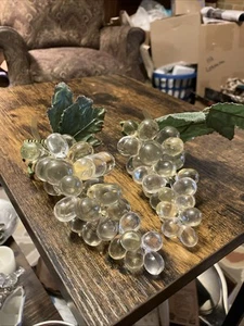 Vintage Lucite Grape Clusters Mid Century Modern Pale Yellow (2) Bunches - Picture 1 of 6