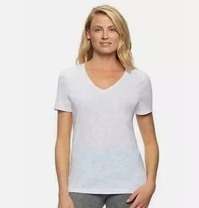 FELINA Ladies' V-Neck Short Sleeve Top, White Large - Picture 1 of 2