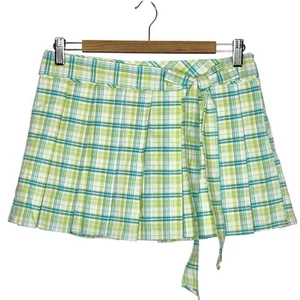 Vintage Y2K karierter Plissee-Minirock Skort grün Damengröße 5 adretter Tenniscore - Bild 1 von 8