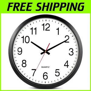 Quality Quartz Black Wall Clock - XL 18 Inch - Picture 1 of 9