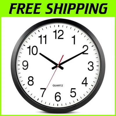 Quality Quartz Black Wall Clock - XL 18 Inch - Image 1 of 4