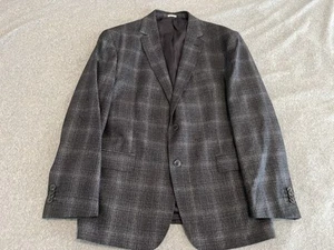 Joseph Abboud Heritage Gray Blue Plaid Wool Jacket Blazer Sport Coat Mens 46R - Picture 1 of 7