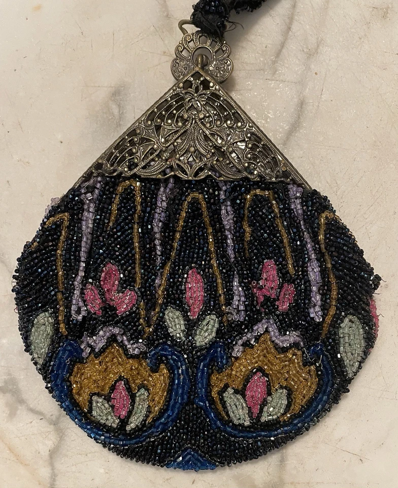 Bolso de Mano Art Noveau Carnaval Multicolor Vidrio Cuentas Metal Filigrana Foto 1 de 4