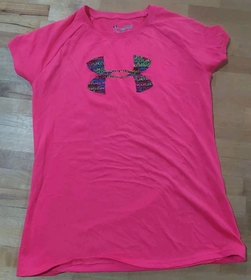under armour Girls Youth Lg Heat Gear Pink Short Sleeve Athletic - Image 1 of 4