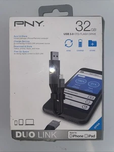 PNY P-FDI32GLA02GC-RB Duo Link Sync & Charge USB Flash Drive for iPhone/iPad - Photo 1/3