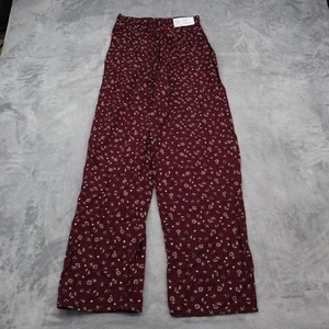 Randi Pants Girls 16 Burgundy Floral Elastic Waist Relaxed Fit Pull on Bottoms - Picture 1 of 12