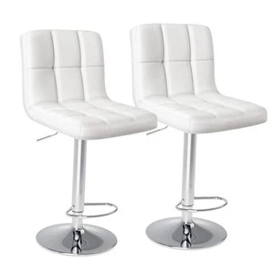 Bar Stools Set of 2, Armless Adjustable Swivel Barstools, PU Leather - Picture 1 of 8
