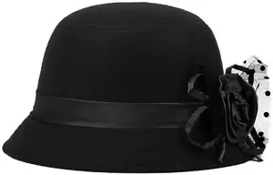 Vintage Felt Cloche Hat Winter Floral Fedora Bucket Hat Bowler Hats - Picture 1 of 6