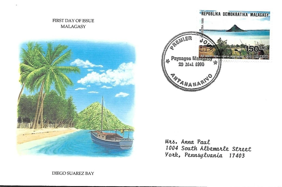 MALAGASY (MADAGASCAR) 1990 FIRST DAY COVER LOWRY DIEGO SUAREZ  - Image 1 of 1