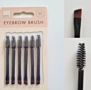 Duo Eyebrow Brush Flat Angled EyeBrow Brushes Dual Ended Angled and Spoolie 6 pc - Picture 1 of 4