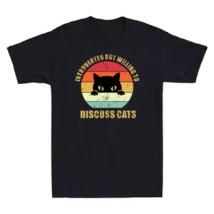 Introverted But Willing To Discuss Cats Distressed Introvert Retro Men's T-Shirt - Picture 1 of 8