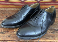 VTG Johnston & Murphy  Shoes Men 11 D Black Leather Passport Cap Toe Oxfords USA