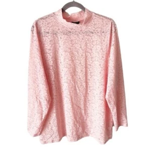 Torrid Top Damen 2X Rosa Stretch Spitze Stehkragen Langarm Coquette Girl - Bild 1 von 8
