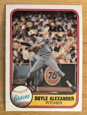 1981 Fleer Doyle Alexander Baseball Card #255 Braves Pitcher Mid-Grade VG O/C